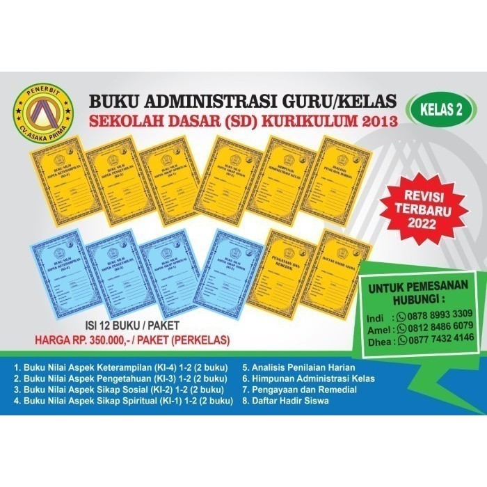 [COD] Administrasi Guru Kelas 2 Sekolah Dasar Sd Isi 12 Buku /Adm Guru Sd Limited