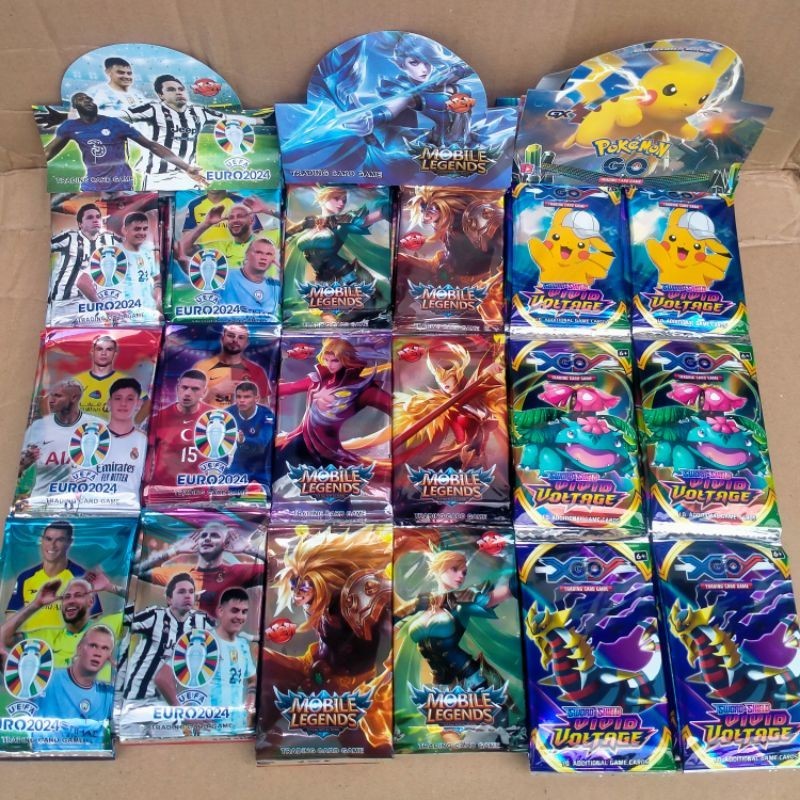12 Sachet Mainan Kartu ML OnePiece Brainrot Tung Trading Card Mobil legend Grosir
