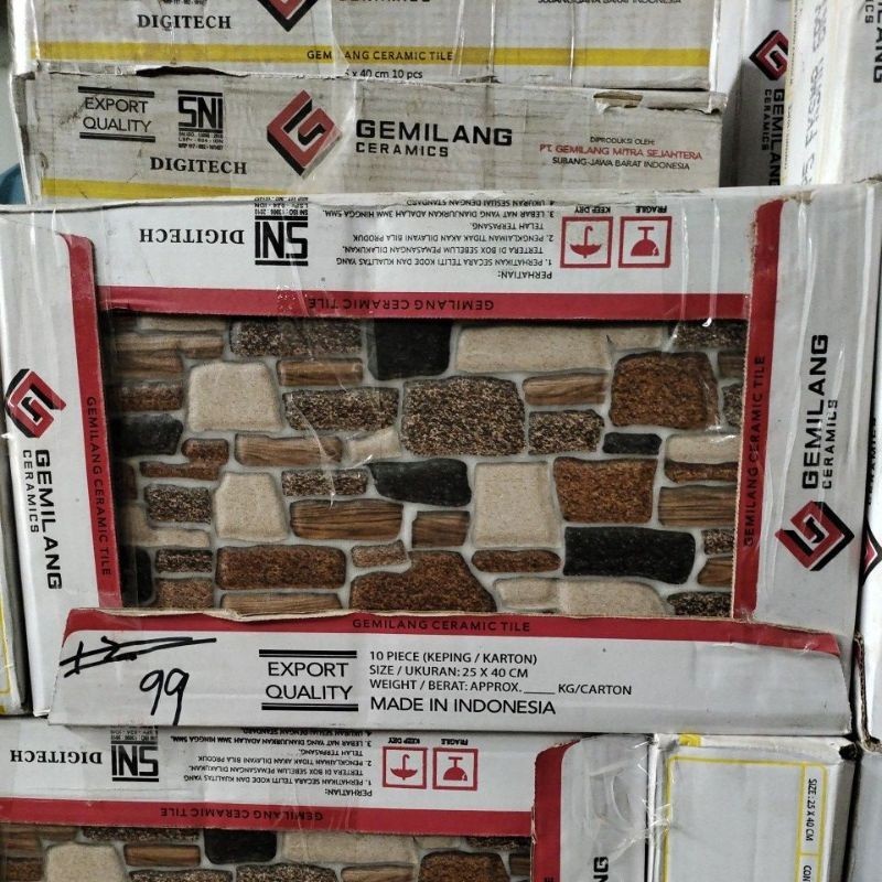 Keramik 25x40 MOTIF BATU ALAM COKLAT - ABU KASAR