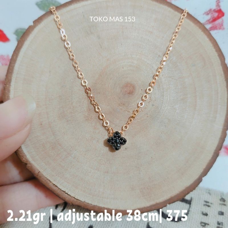 WAJIB TANYA STOK Realpict Kalung Berliontin VC mt Hitam Emas Asli Kadar 375