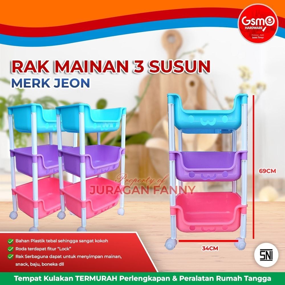 RAK MAINAN 3 SUSUN JEON/ RAK SERBAGUNA/ RAK TEMPAT MAINAN