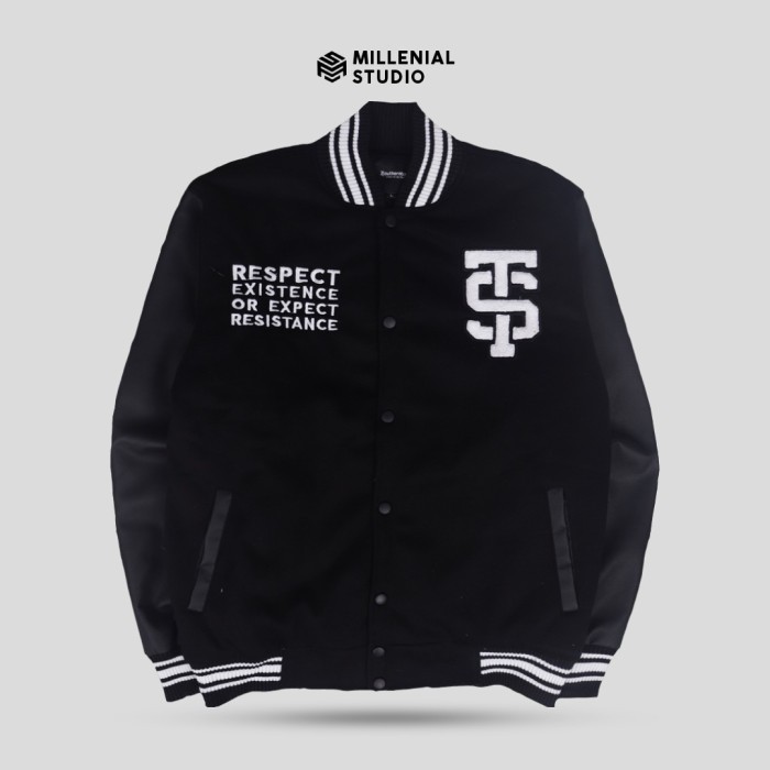 VARSITY JACKET RESPECT JAKET VARSITY KULIT SINTETIS BORDIR ORIGINAL