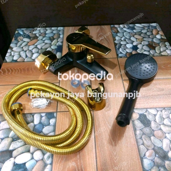 ✨COD Kran Bathtub Panas Dingin Black Gold / Kran Mixer Black Gold Komplite Diskon