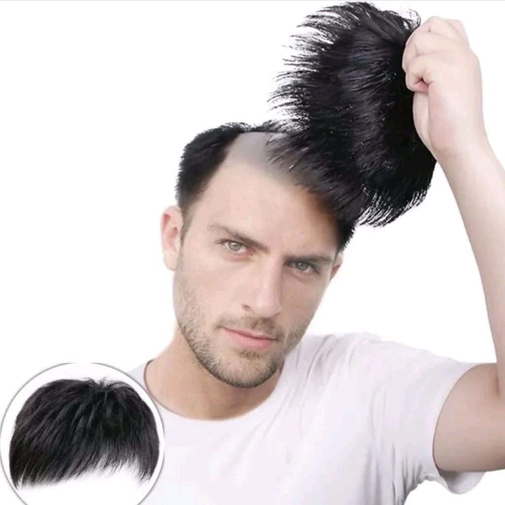 Toupee Pria Hairclip Pria Wig Pria Rambut Pria Botak Rambut Sintetis