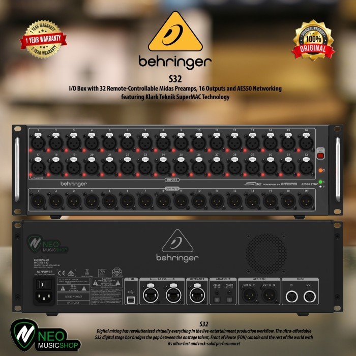PROMO BEHRINGER S32 32-CHANNEL DIGITAL SNAKE #ORIGINAL