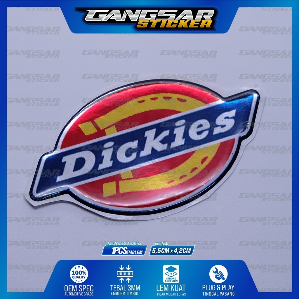 Emblem logo dickies / emblem timbul dickies / sticker dickies / stiker logo dickies / emblem 3d dick
