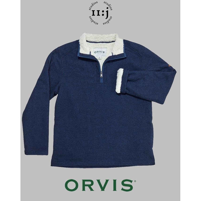 TERLARIS- Jaket ORVIS Brighton Fleece Lined Quarter Zip Original - Navy