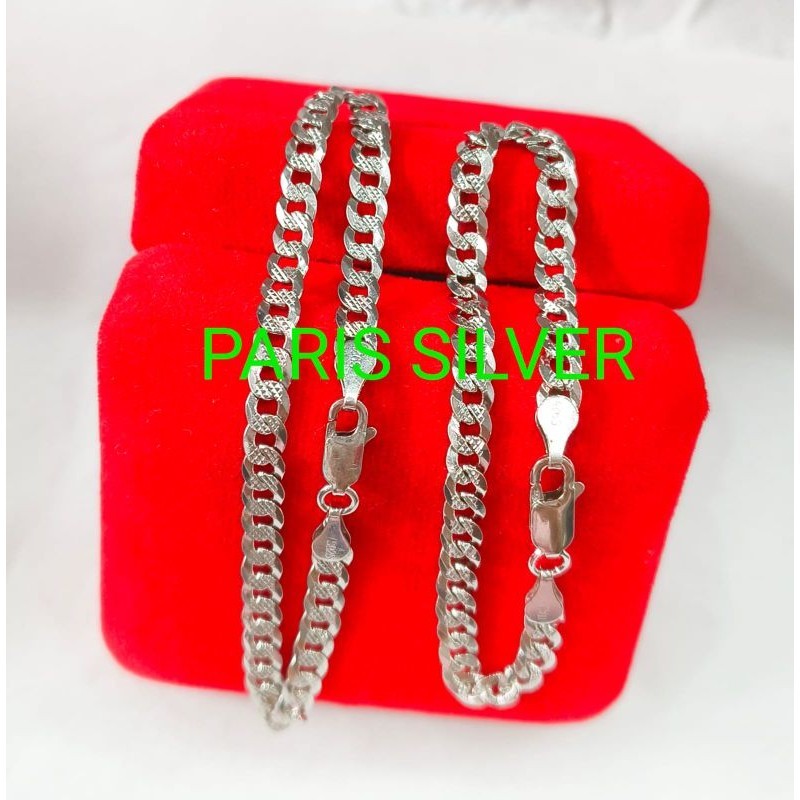 gelang perak asli silver 925 lapis emas putih anti karat model sisik naga gepeng untuk wanita dan pr