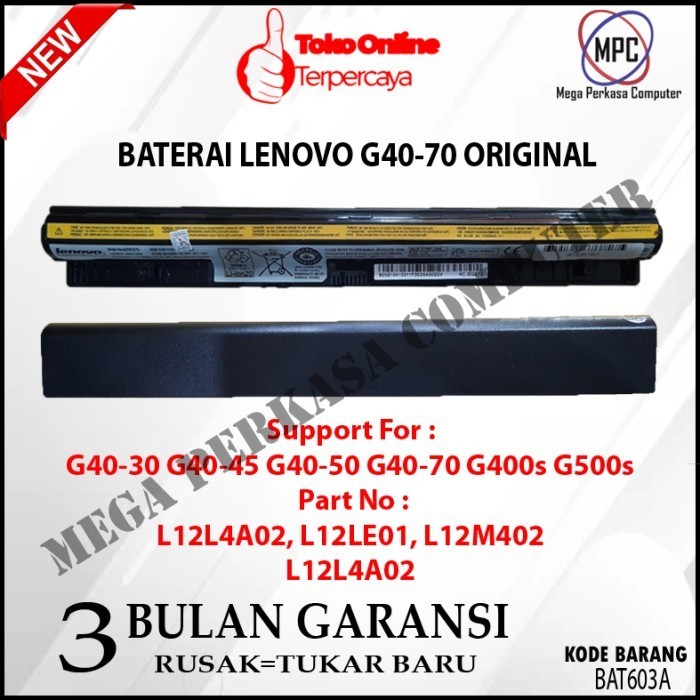 Batere Baterai Laptop Lenovo G40-70 Original Best