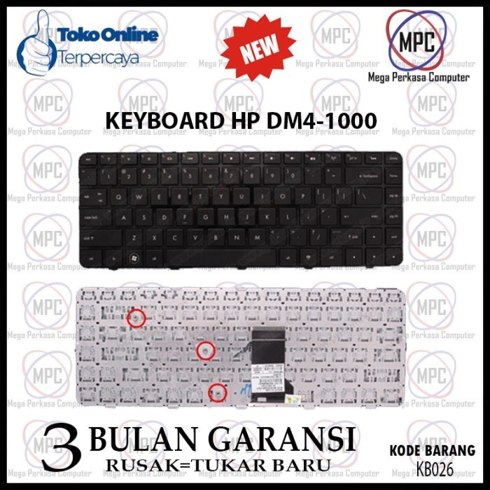 Keyboard Hp Dm4 Dm4-1000 Dm4-1200 Dm4T-1000 Dv5-2000 Nsk-Ht0Uv Hitam Best