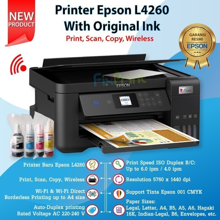 Printer Epsn L4260 L 4260 Wifi Duplex Pengganti Epson L4150 L4160 Best