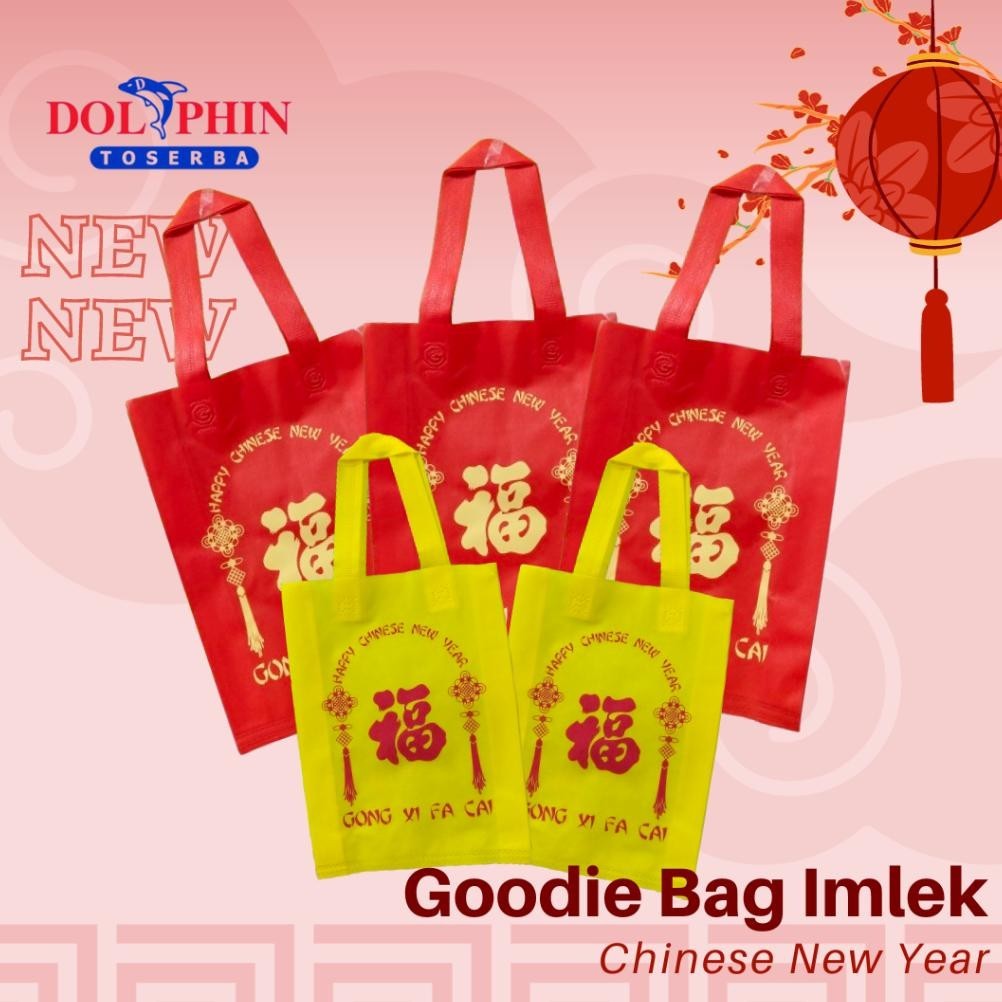 

TRY NEW Goodie Bag Imlek Tas Parcel Imlek Bag Gift Tas Spunbond Desain Happy Chinese New Year Gong Xi Fa Chai TERLARIS