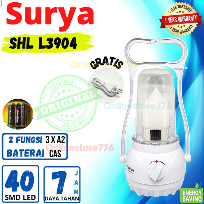 Lampu Emergency Surya SHL L3904 Frosted Lampu Senter Darurat