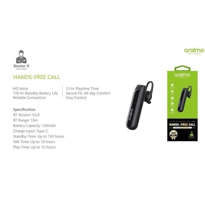NEW ARRIVAL ORAIMO SENIOR 2 TALKING BLUETOOTH HEADSET WIRELESS EARPHONE OEB E38S