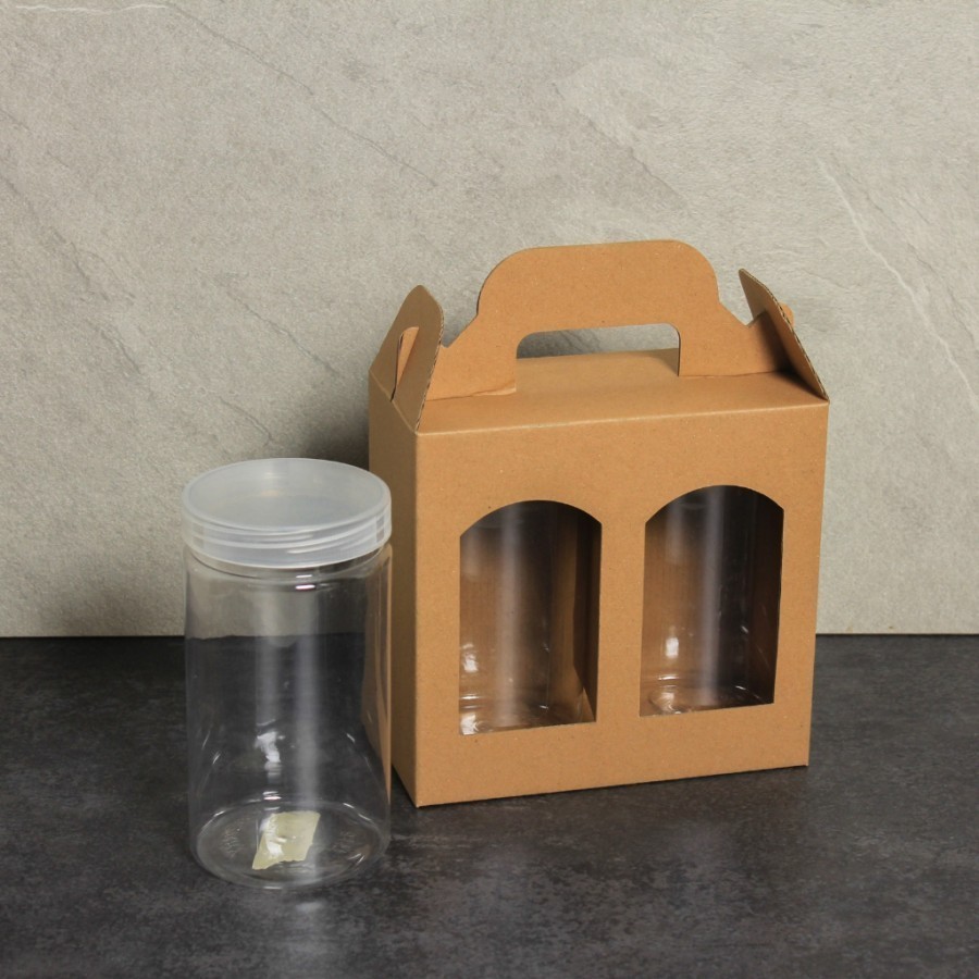 

10 Pcs Dus Jinjing isi 2 Toples Jar Box Coklat Polos uk 19.5 x 9.5 x 18.5 cm