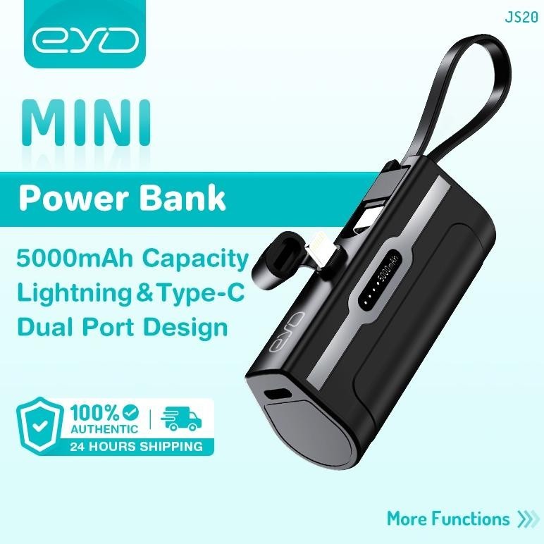 Sale Eyd Js20 Mini Powerbank 5000Mah Lightning/Type C Fast Charge Power Bank Portable Charger Battery For Iphone And Android Bayar Ditempat