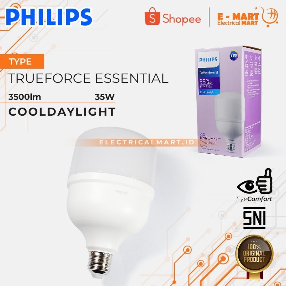 Virall Lampu Led Philips Trueforce Ess 20W 25W 35W 45W Watt Putih Cdl E27 Tforce Essential Bulb Indu