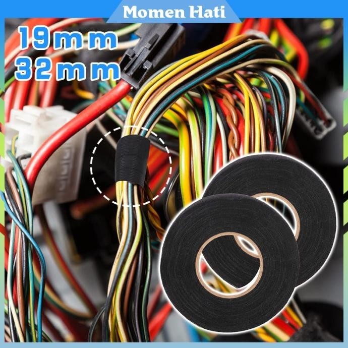 

*#*#*#*#] 25M Pita Tahan Panas Tape Isolasi Kabel Tape Mobil Hitam Lakban Kain