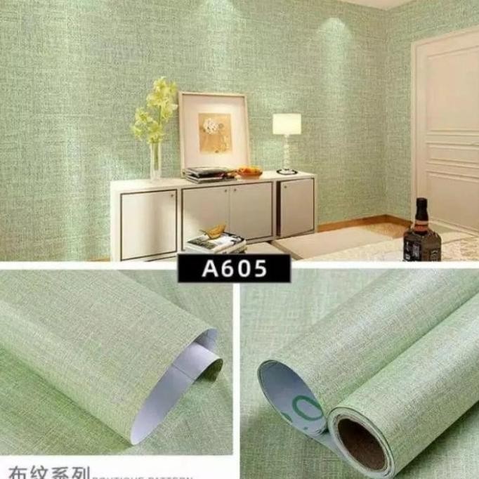 lub Wallpaper Dinding Hijau polos kain