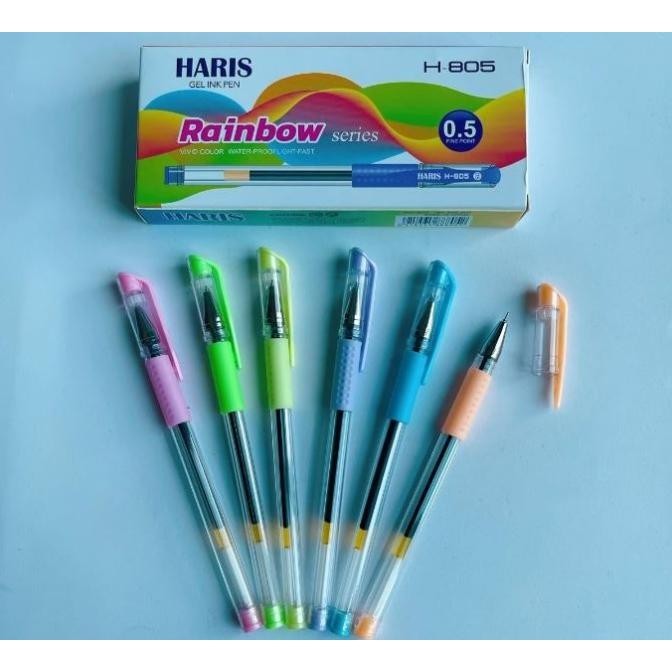 

(12pcs) Pulpen Gel Jarum RAINBOW Pastel 0.5 mm / Pen Jel Lancip Murah