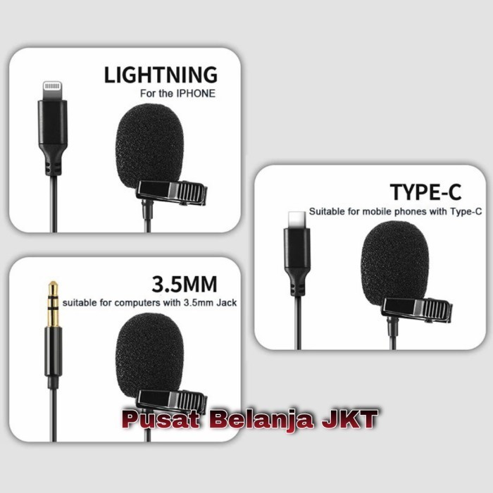 Asli Microphone - Mic Clip On Lavalier Deluxe For Handphone Laptop Hp Pc Terbaik