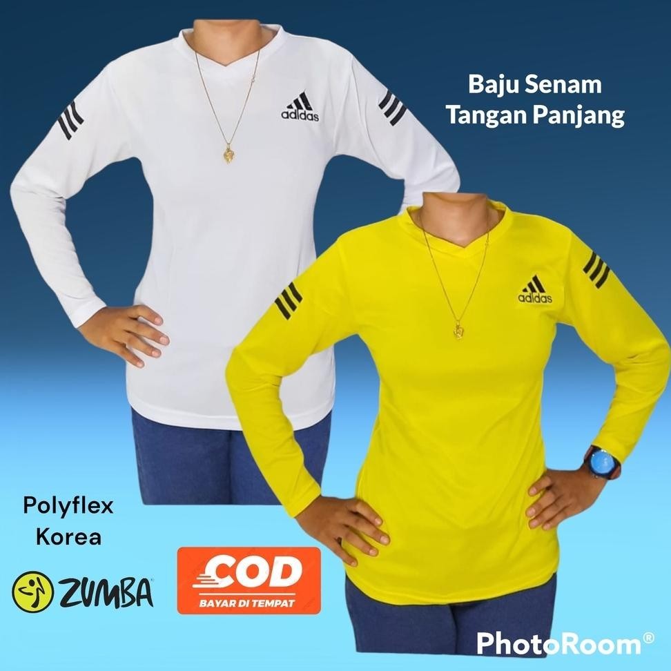Baju Senam Wanita Lengan Panjang Kaos Atasan Olahraga Fittness Gym Voli Aerobic