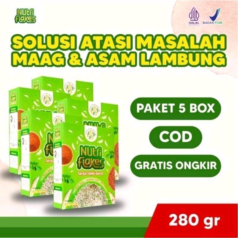 PAKET 5 BOX NUTRIFLAKES ORIGINAL Sereal Umbi Garut Nutriflakes Original Asam