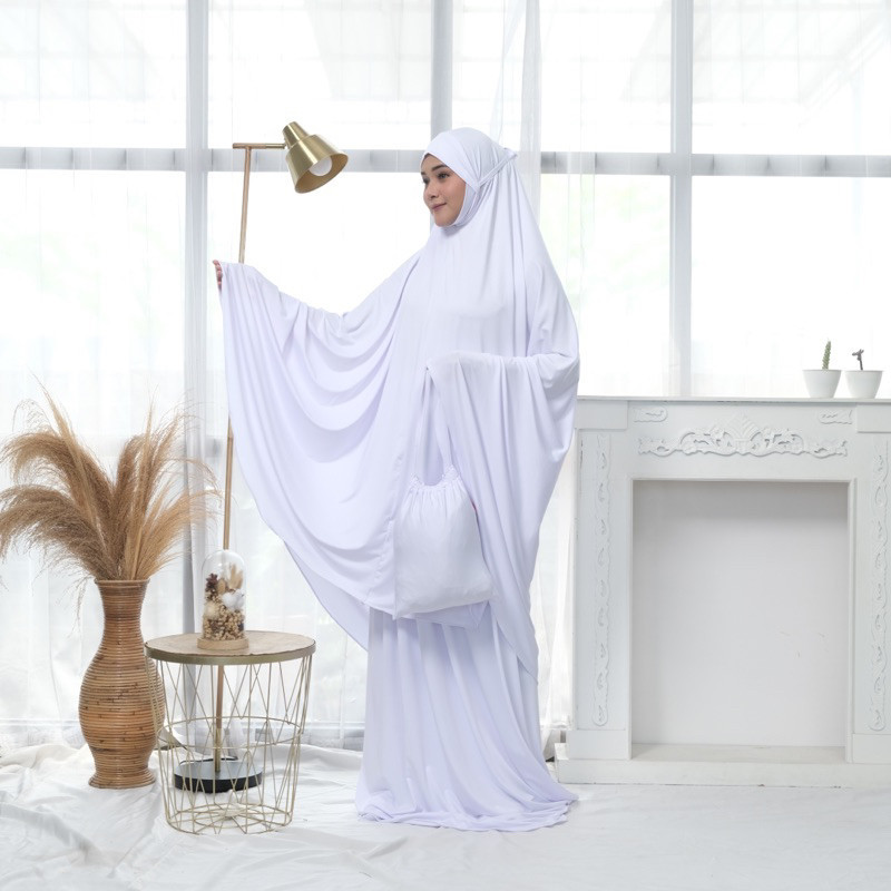 [SYAR'I MINERV] Mukena Telekung Malaysia Lycra Penutup Dagu Syar'i Jumbo