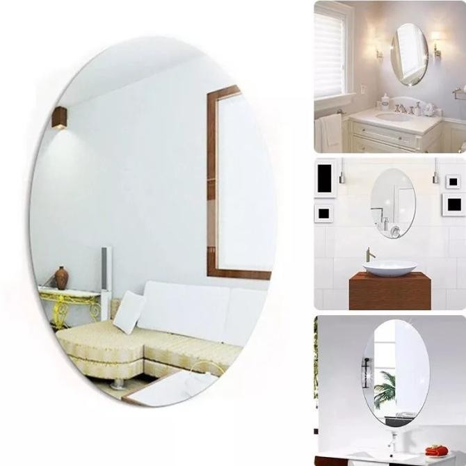 Cermin Akrilik Tempel Stiker Cermin Oval 3D Kaca Anti Pecah ZS1