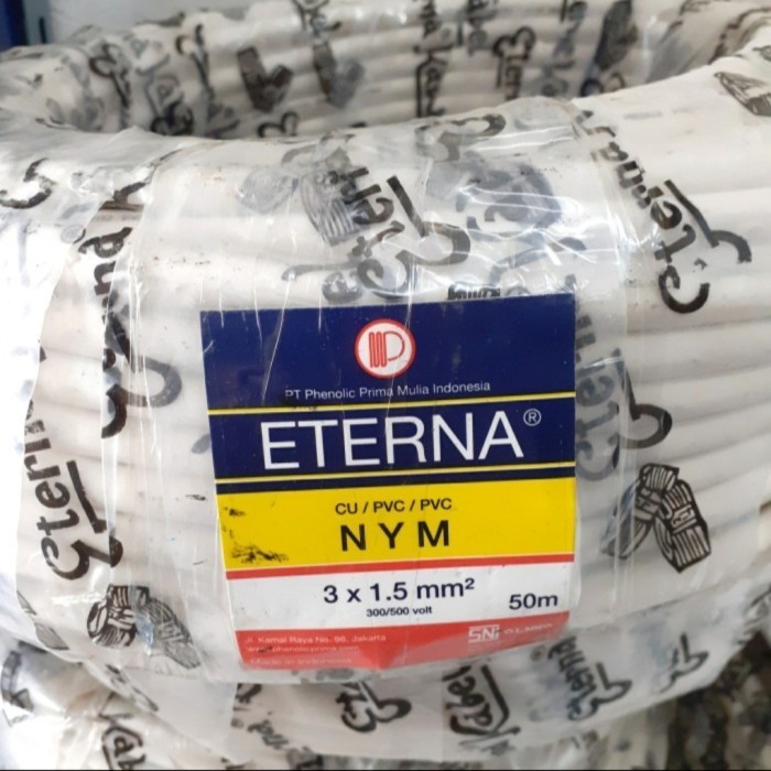 Kabel Nym 3X1.5 Eterna Tembaga 1 Roll 50Mtr Best