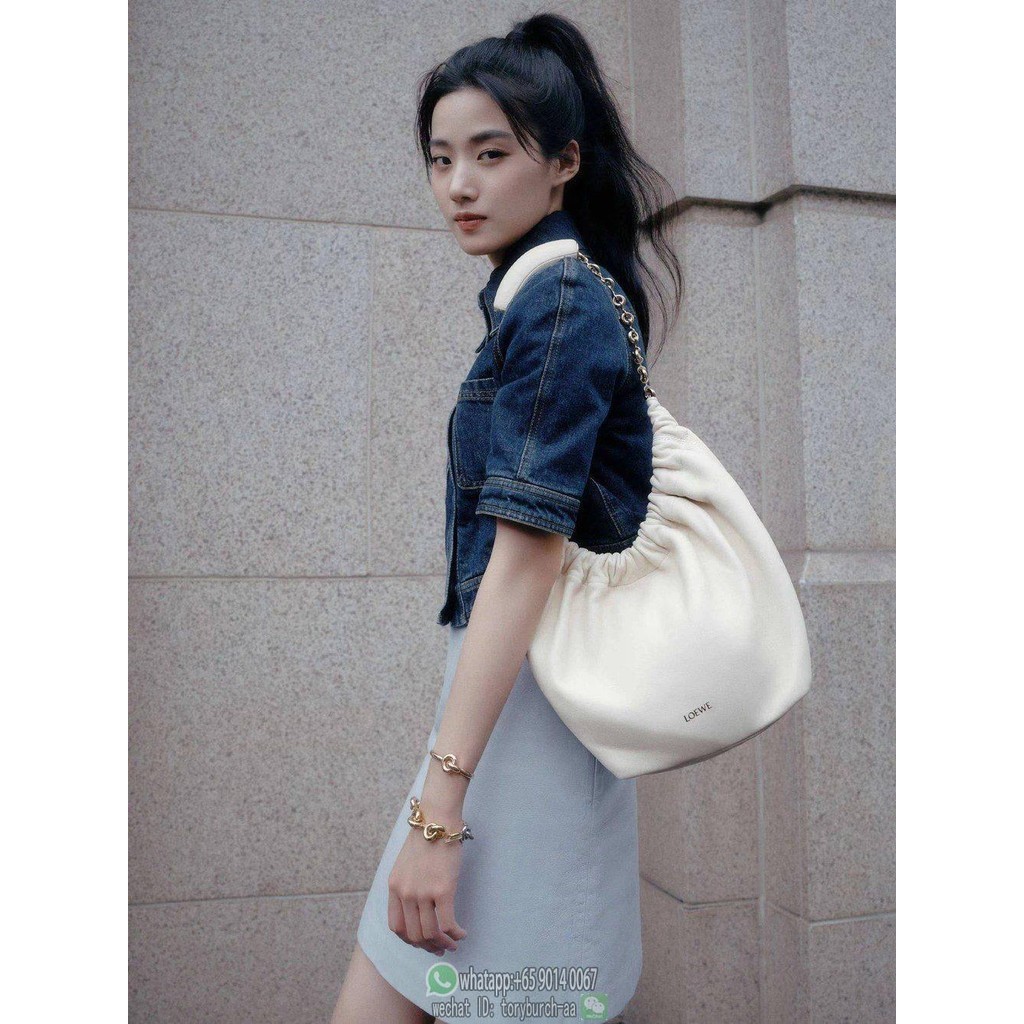 Loewe squeeze drawstring shoulder bucket tote bag sling chain commuter tote multicolor available