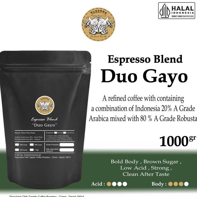 

KOPI ESPRESSO DUO GAYO 1KG | ARABIKA ROBUSTA BLEND