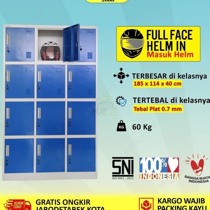 

Terbaru Loker Locker Besi 12 Pintu Jumbo Full Plat Masuk Helm Lj12P Original
