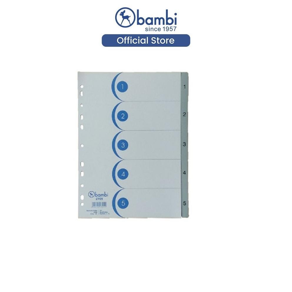 

DAHSYAT Isi Binder A4 Divider & Indexes ACT Numeric Index 1-5 with Multiholes Rigid PVC 05 Grey kode 2705