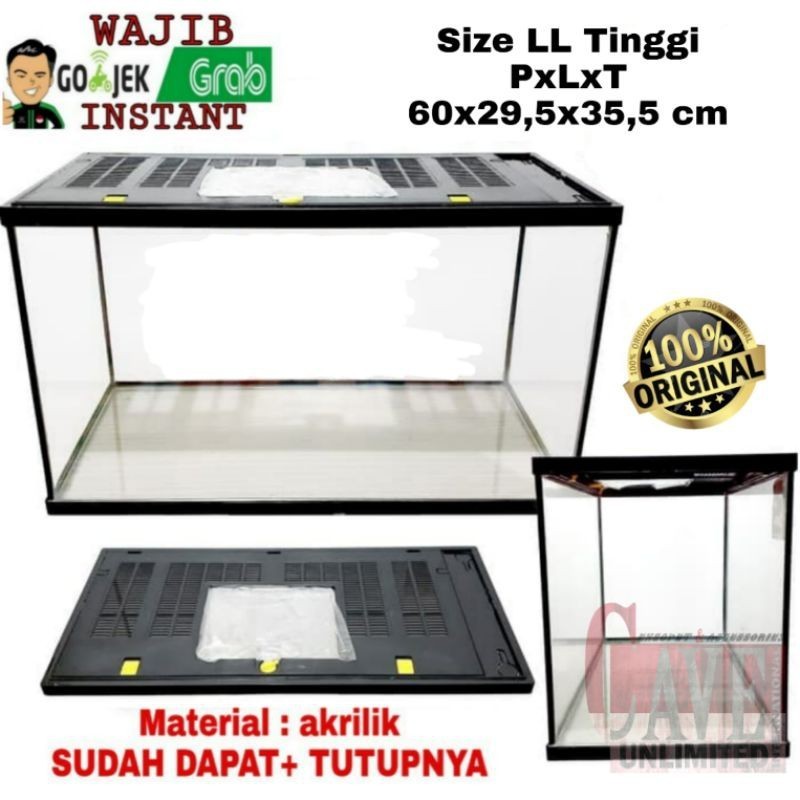 PROMO KANDANG Terrarium gex nikita LL tinggi kandang reptile + tutup