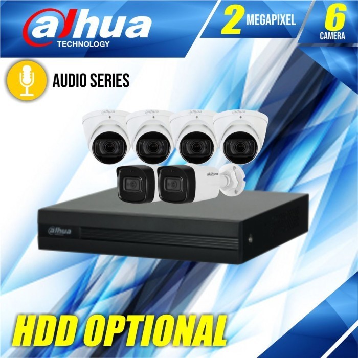 PAKET CCTV DAHUA 6CH AUDIO 2MP / CCTV DAHUA AUDIO 6 CAMERA - 2MP