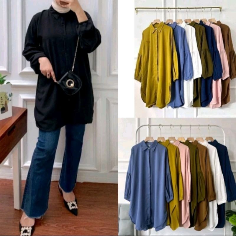 TUNIK MELINDA LENGAN BALON CRINKLE // ATASAN CRINKLE WANITA TERBARU