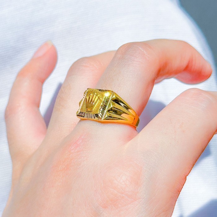 Cincin - Cincin Pria Emas Asli 70 16K Jam Jangkar Petak Sport Cowok Laki 3 Gram