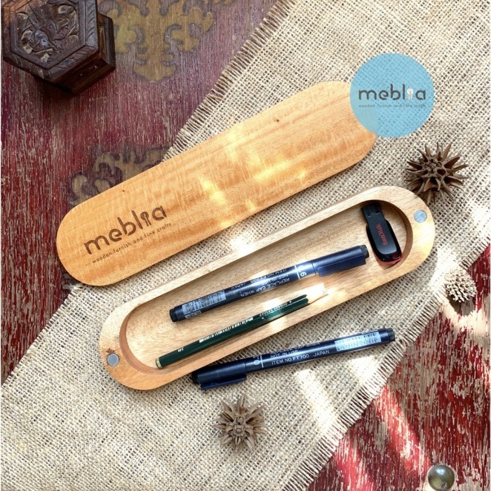 

[Free Grafir] Mya Wooden Pencil Case Tempat Pensil Kayu Kotak Pensil