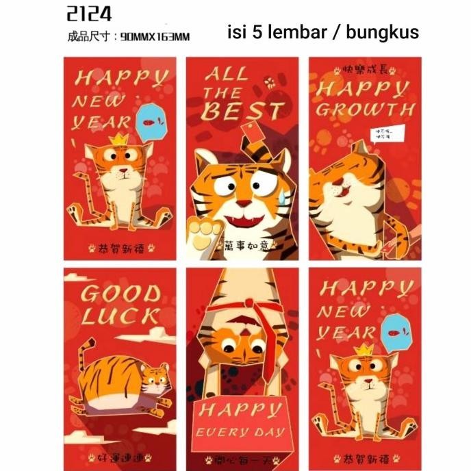 

New Angpao Panjang Happy New Year Angpau Macan 2022 Ampao Imlek Murah Pengiriman Cepat