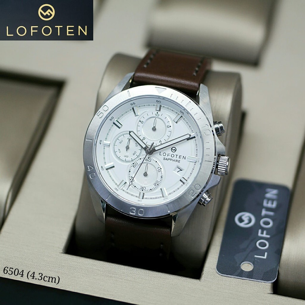 Lofoten 6504 Jam Tangan Kasual Pria Murah Anti Air - Chronograph - Tali Kulit - Quartz - Original