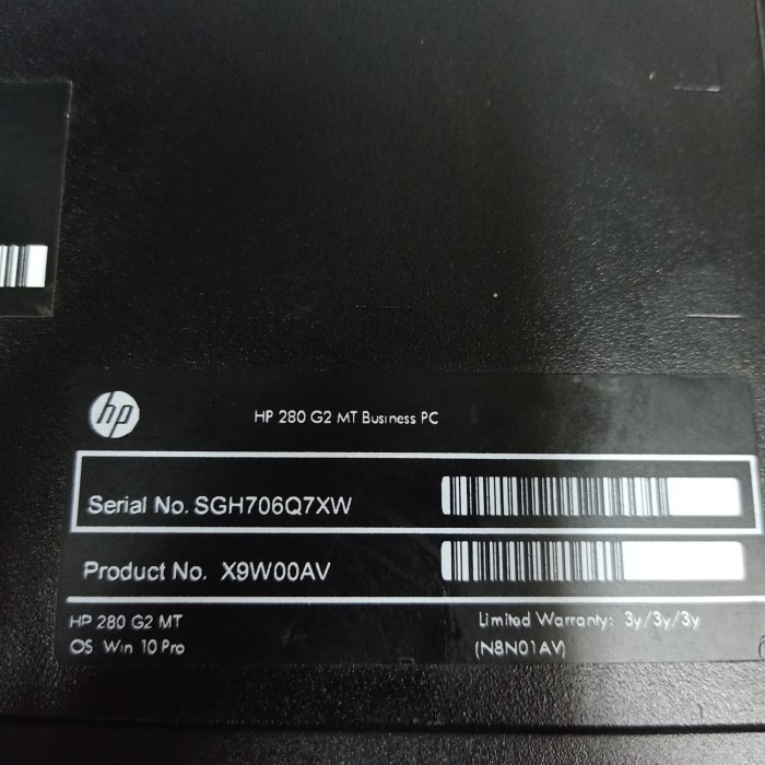 READY CPU TOWER HP 280 G2 MT- CORE I3 6100 RAM 4GB DDR4 HDD 500GB