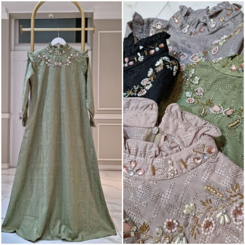 Gamis katun bordir mix fayet ori by Edness kayla