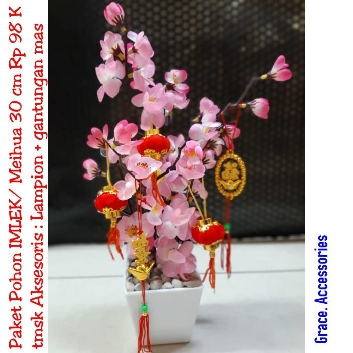 

New Item Pohon imlek meihoa angpao sakura 30 cm paket hiasan