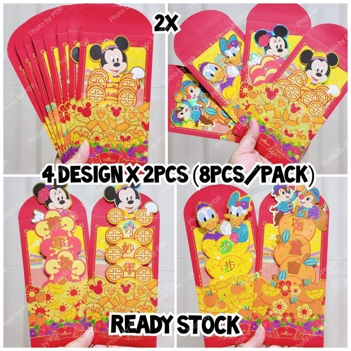 

New Item Amplop Ang Pao Imlek Mickey Mouse Pop Up isi 8 Disney