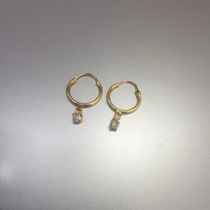 GIWANG ANTING EMAS ANAK BAYI BULAT GANTUNG MAINAN