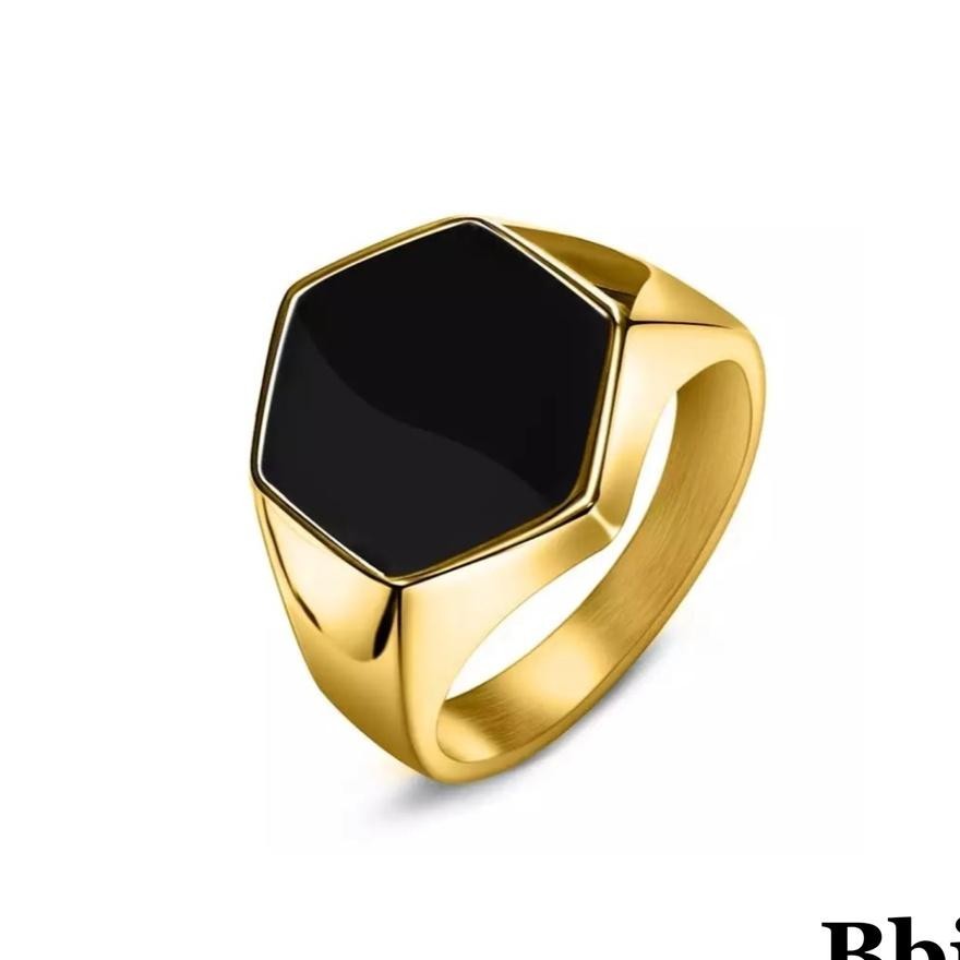 Cincin Titanium List Emas Hitam Pria Cowo