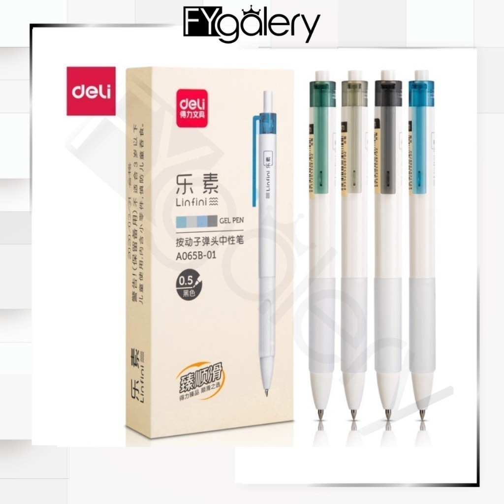 

FYGALERY DELI032 Deli Retractable Gel Pen Pulpen Gel Cetek 0.5mm Desain Simple A065B-01 - 1 pcs Y1673