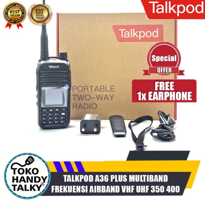 TALKPOD A36 PLUS A36P MULTI BAND HT AIRBAND VHF UHF 350 400 MHZ UV37