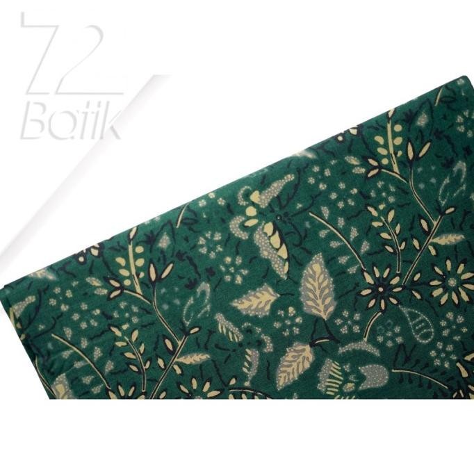 Hot - KAIN BATIK Bahan Katun Motif Daun Kupu Warna Hijau 721328 ,.